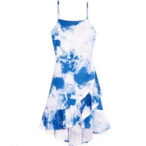 BCBG GIRLS Blue and White Tie-Dye Dress
